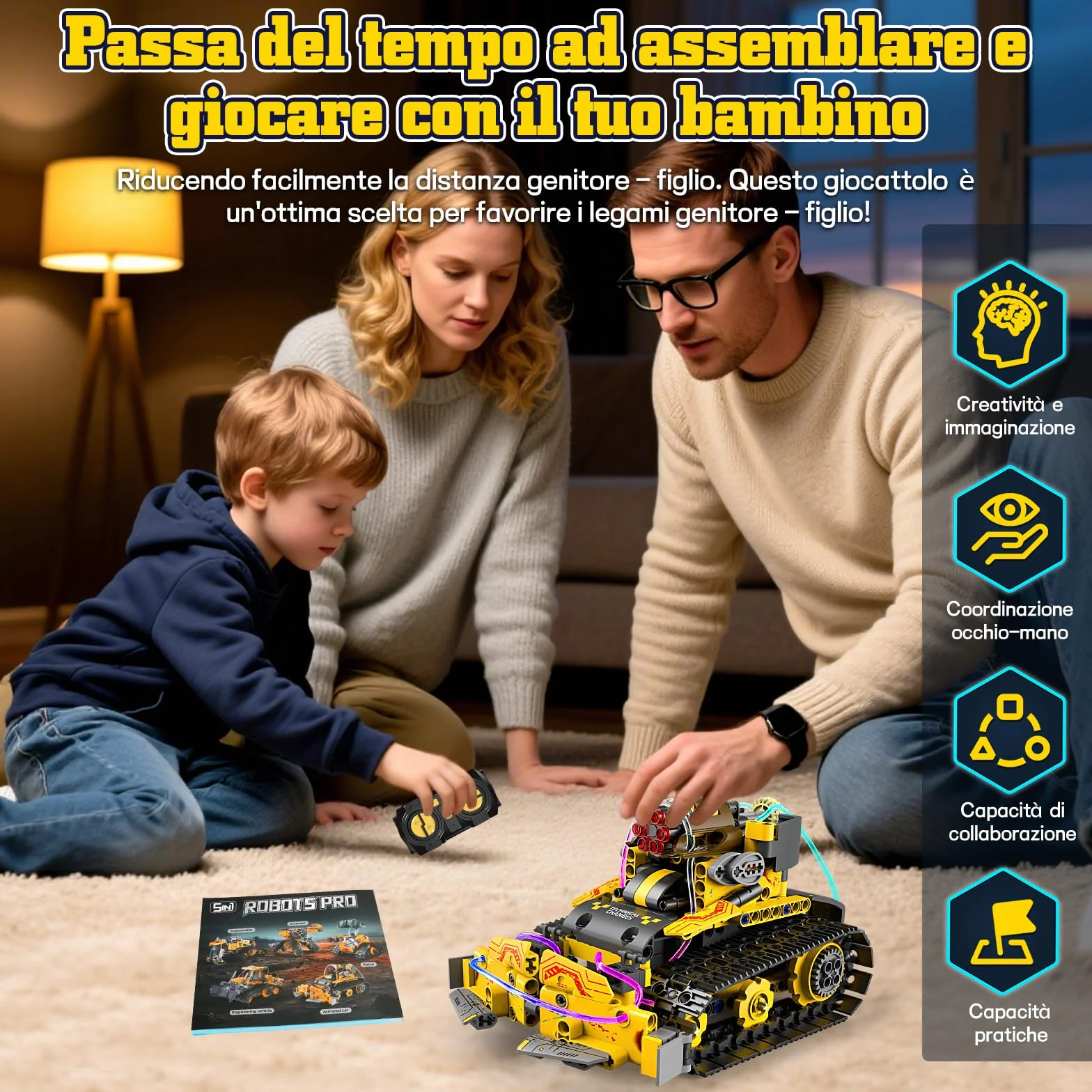 YOOHBERRYS Technic Robot Telecomandati per Bambini, 5-in-1 Kit di Costruzione di Robot Programmabile con App e Telecomando, Regalo Educativo per Ragazzi e Ragazze Dagli 6 ai 12 anni (Giallo)