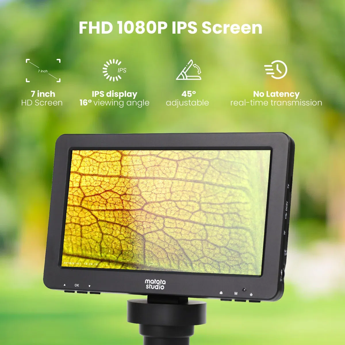 Matatastudio Microscopio digitale MT2 1200X HDMI con schermo IPS HD da 7'', Microscopio di saldatura con lente d'ingrandimento per monete 1080P per bambini e adulti, 10 luci LED, compatibile con