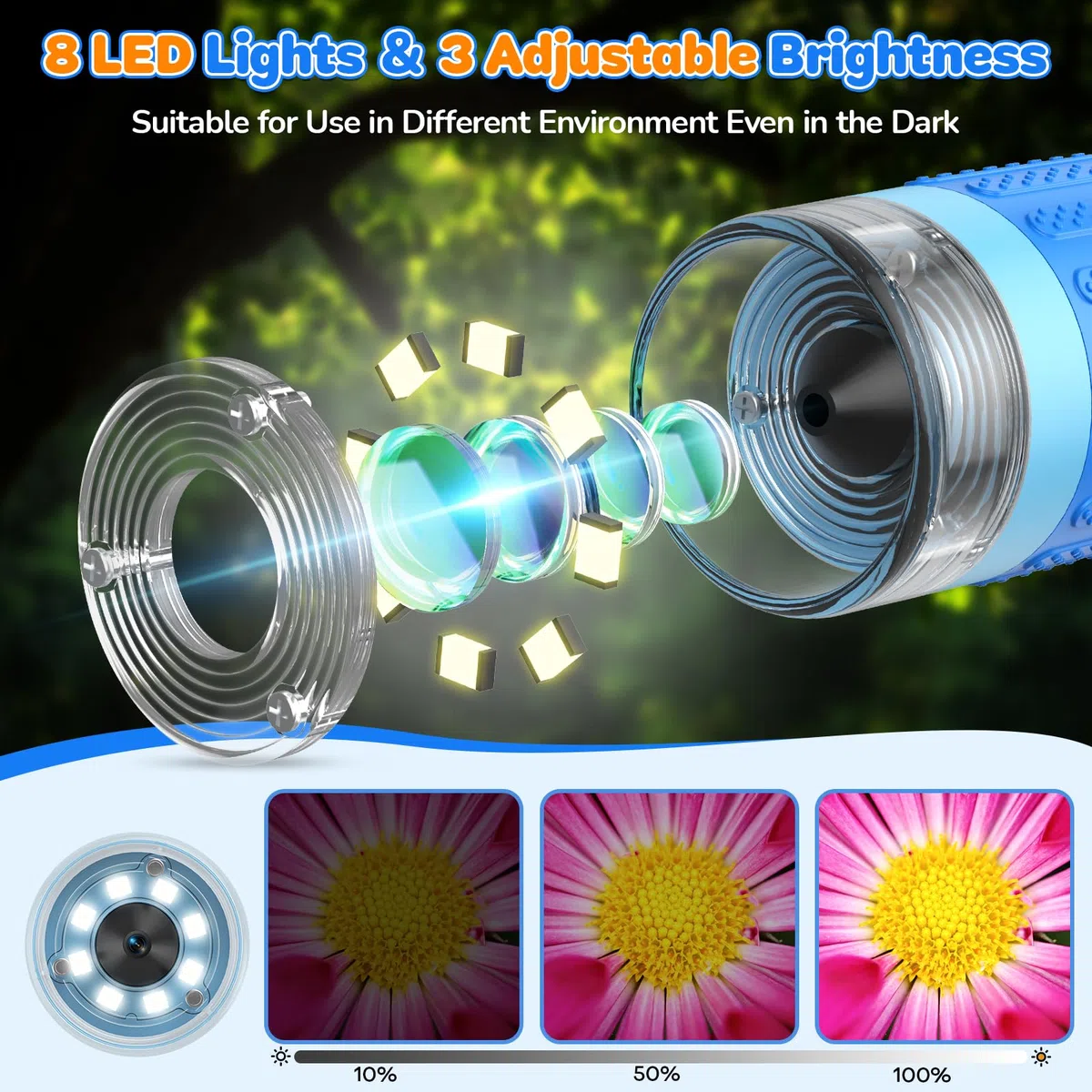 Microscopio Digitale Portatile Bambini: Schermo da 3,0" 1000X Ricaricabile Microscopio Portatile - 5 Lamine Vetro Lab per Bambini Esploratori 6-12 Anni, Viaggio Scienza Casa