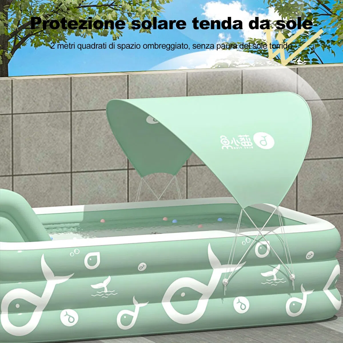 Ergocar Piscina Estiva La Piscina Gonfiabile All'Aperto è Dotata Di Scivolo Incorporato. Piscine Fuori Terra Per Bambini e Adulti. Piscina Ricreativa Per l'Intrattenimento Familiare