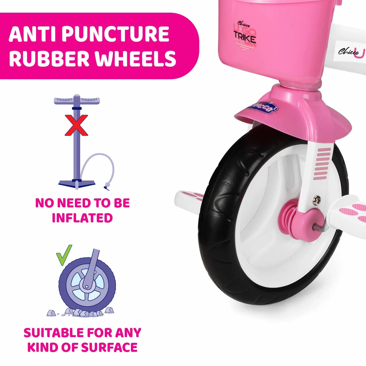 Chicco Triciclo Bambini U-Go 2in1, Triciclo Bimba e Bimbo con Maniglione ad Altezza Regolabile, Cinture di Sicurezza e Cestello Portaoggetti, Max 20 kg - Giochi per Bambini 18 Mesi - 5 Anni