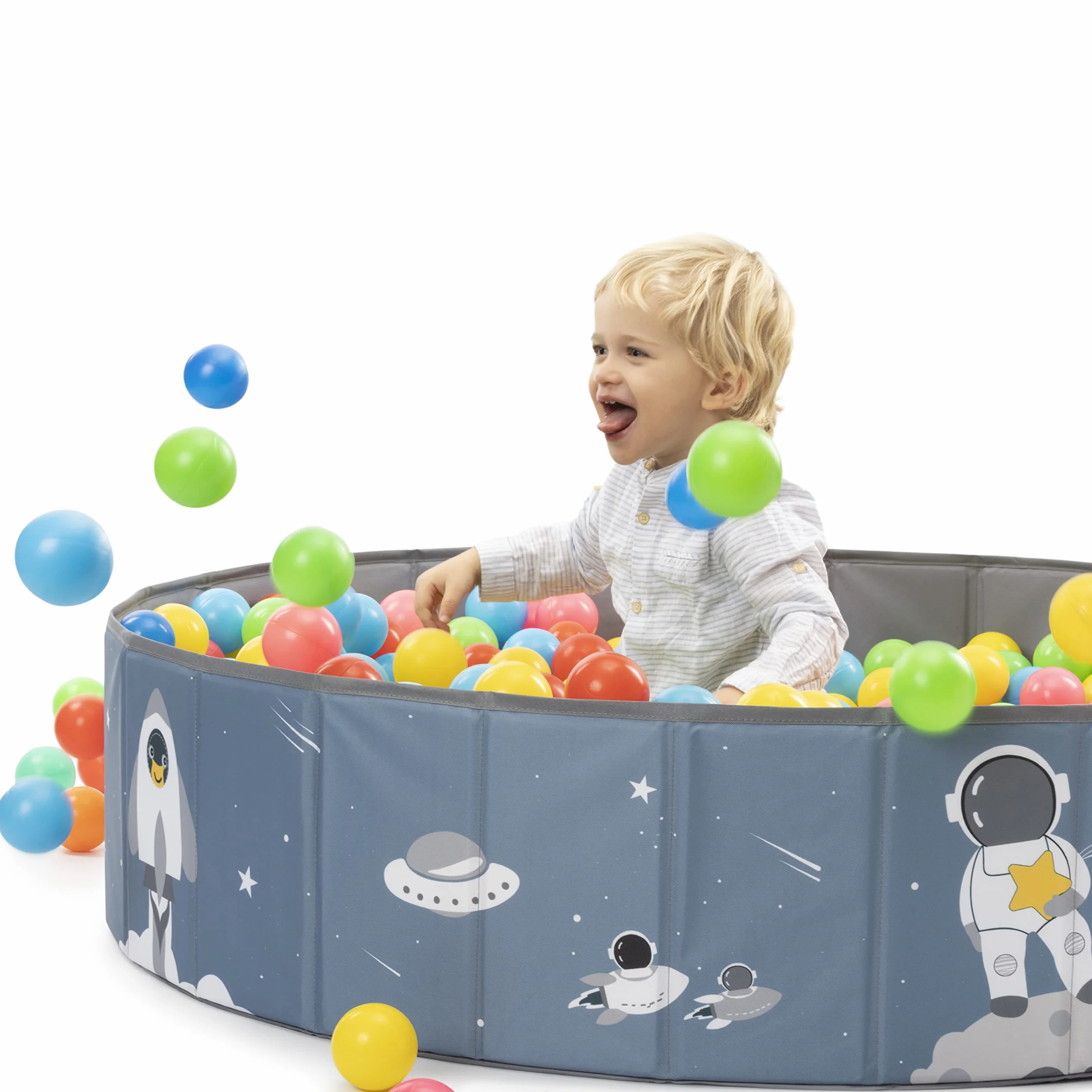 Piscina di Palline per bambini- Piscina con Palline Pieghevole- Parco giochi con Palline- Per uso Interno ed Esterno- Piscinetta Portatile- (Palline non Incluse) (SPACE 120x30cm)