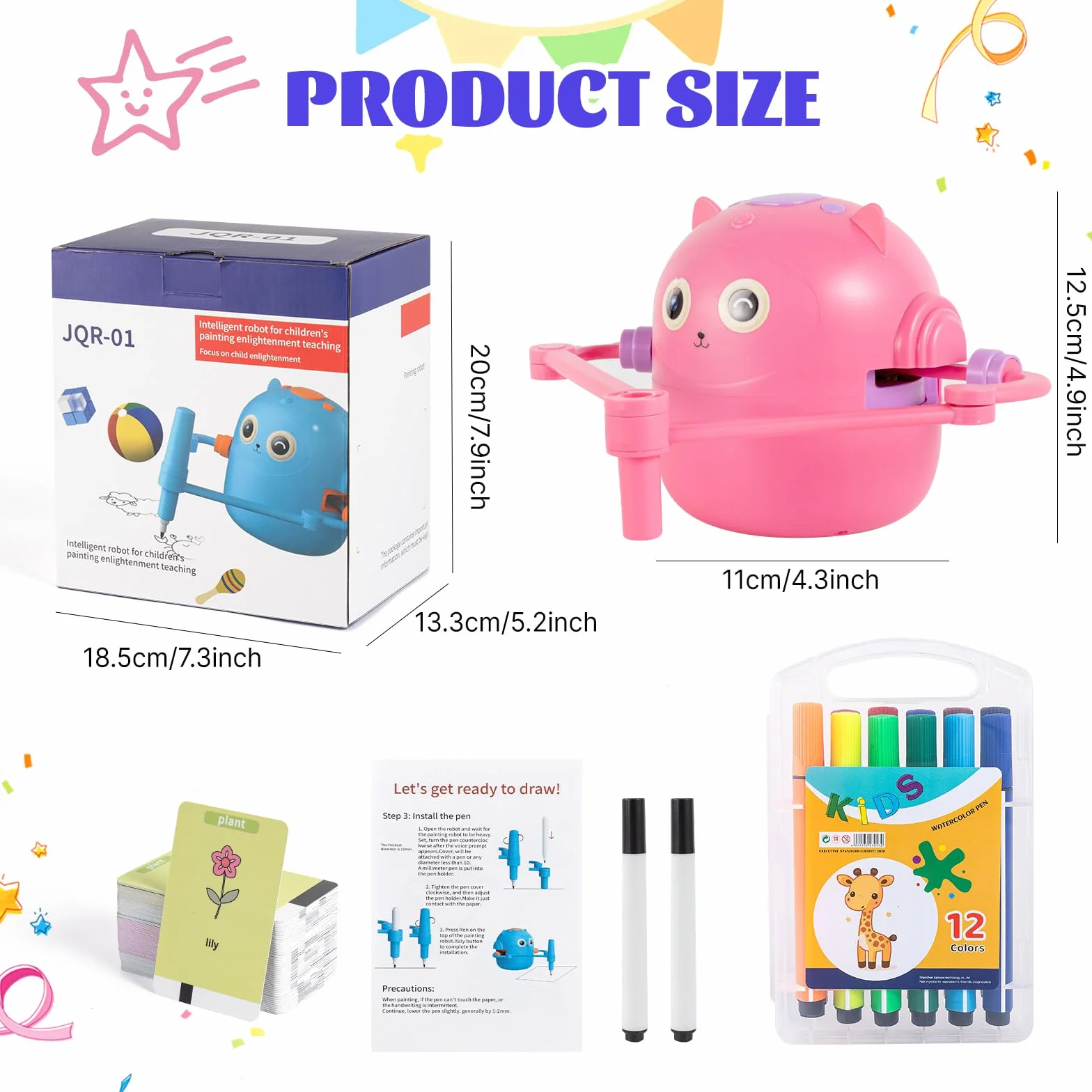 Drawing Robot, Robot da Disegno per Bambini con 100 Carte, Robots da Disegno Che Dipinge, idraw robots Magico Interattivo per Bambini&Bambine (Rosa)