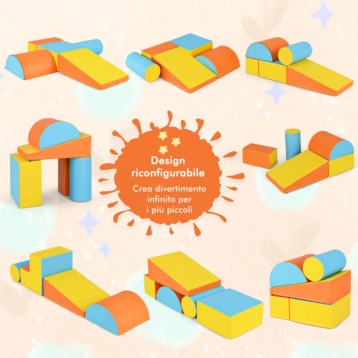 COSTWAY Set di 5 Blocchi per Arrampicata, Giocattolo per Bambini, Forme e Colori Diversi