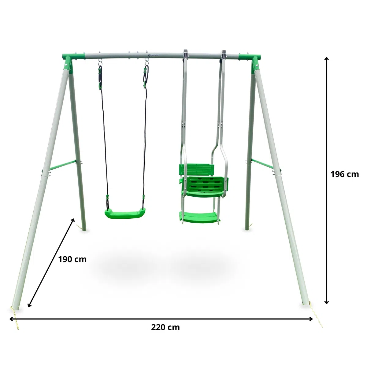 HyperMotion Altalena da Giardino per Bambini a 3 Posti, Set di Altalene per Parco Giochi, Telaio in Acciaio Resistente, Corda Regolabile in Lunghezza