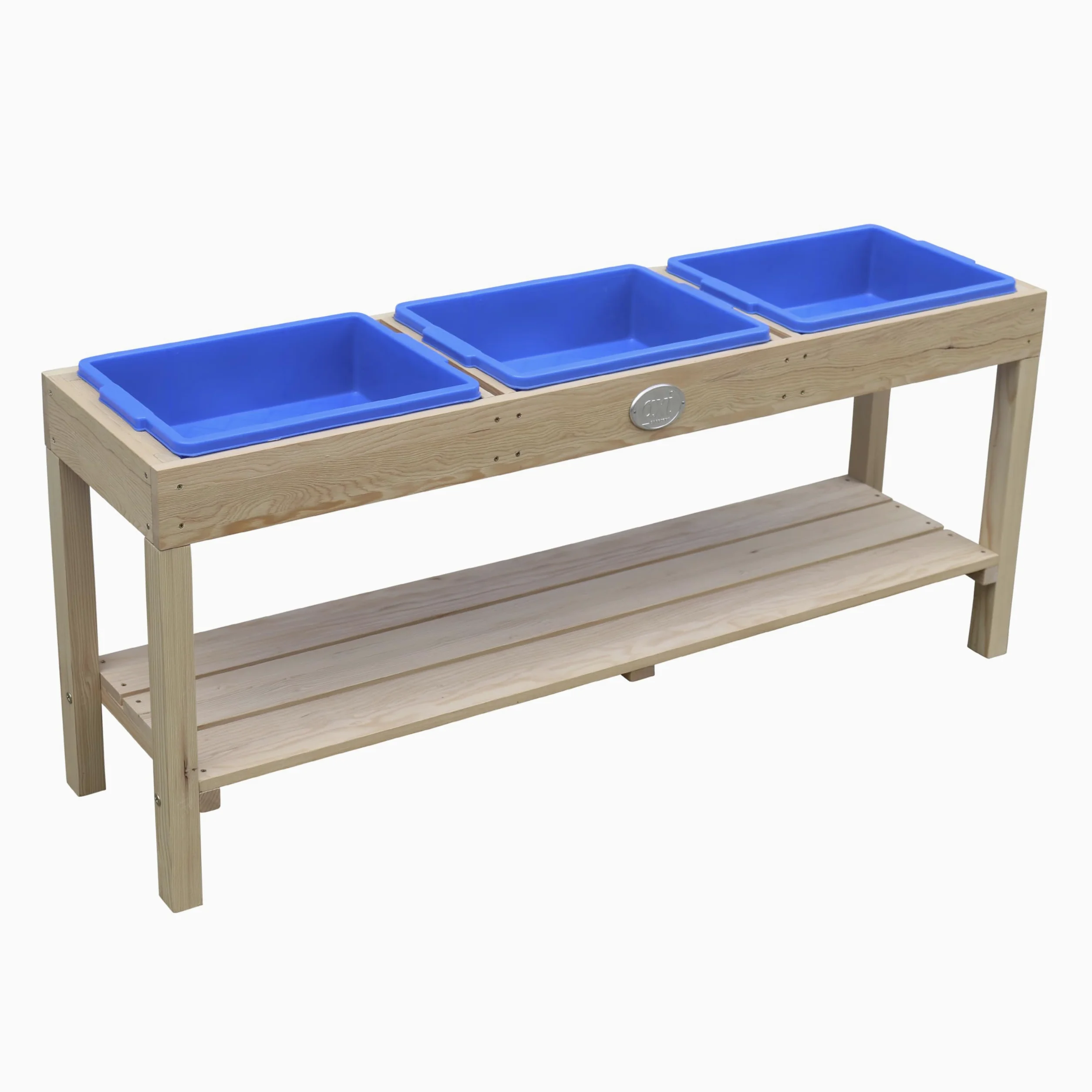 AXI Tavolo Sabbia e Acqua in Legno - Blu | Tavolo da Sabbia con 3 cestini di plastica e ripiano per riporre Gli Oggetti | Tavolo da attivitˆ Multiuso per Bambini, Tavolo da Fango