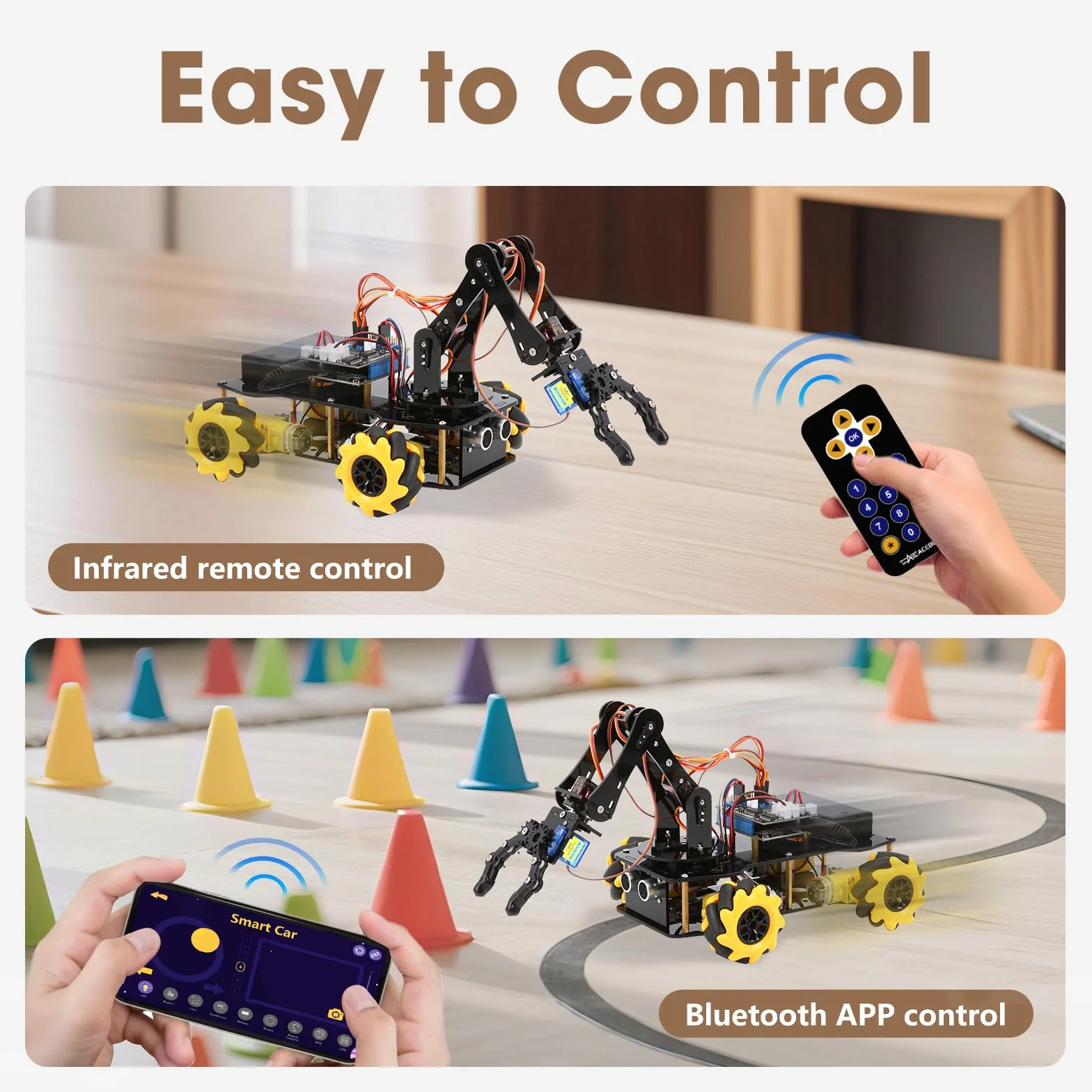 Robotica per bambini dai 8 ai 12 anni, kit di costruzione di auto con braccio robotico intelligente a 5DOF, giocattolo STEM, regalo per ragazzi/adolescenti/adulti, codifica ESP32-Arduino/Python, app e