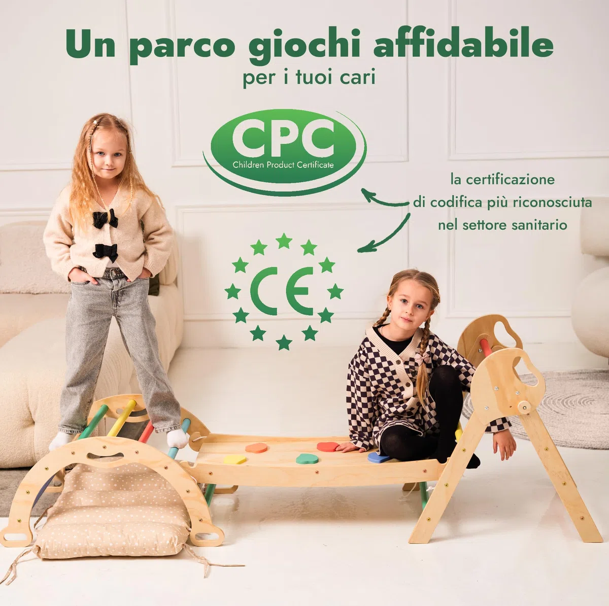 Set Montessori 5-in-1 per arrampicata: triangolo da arrampicata, arco con cuscino e scivolo per bambini 1-3 anni