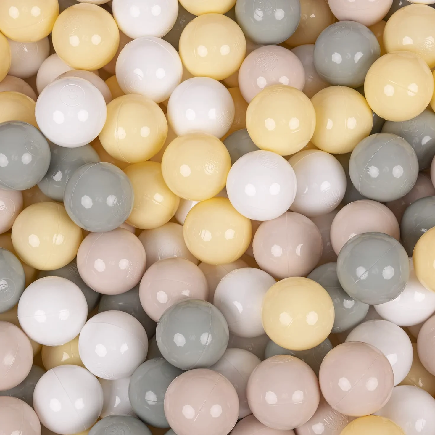 KiddyMoon Fodera con Cerniera per Piscina per Bambini 90X30cm/200 Palline, Beige: Beige Pastello/Verde Grigio/Giallo Pastello/Bianco
