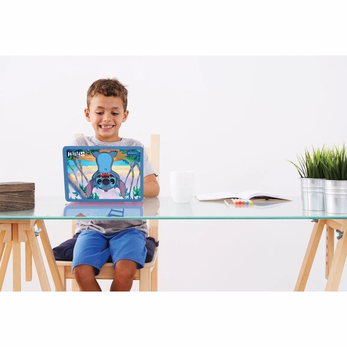Lexibook, Disney Stitch, Computer educativo bilingue italiano/inglese, Giocattolo per bambini con 124 attività e giochi di lingua, scrittura, matematica, logica, musica, Viola/Blu, JC598Di5LXB