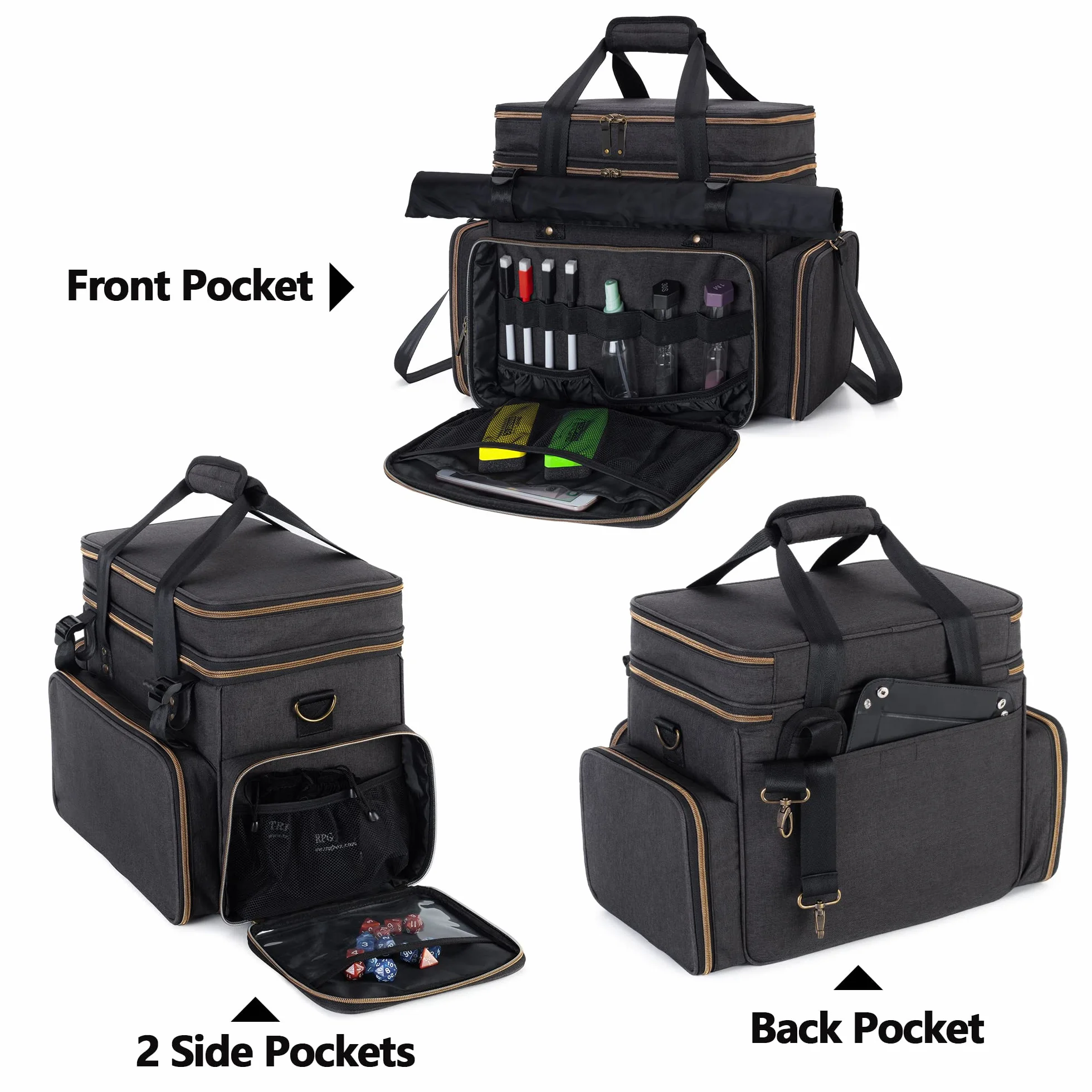 Trunab Borsa DND per RPG Adventure's Travel, Borsa per Battle Mat Compatibile con Dungeons and Dragons, Grande Capacità Adatto per Handbooks Libri di Regole, da ecc