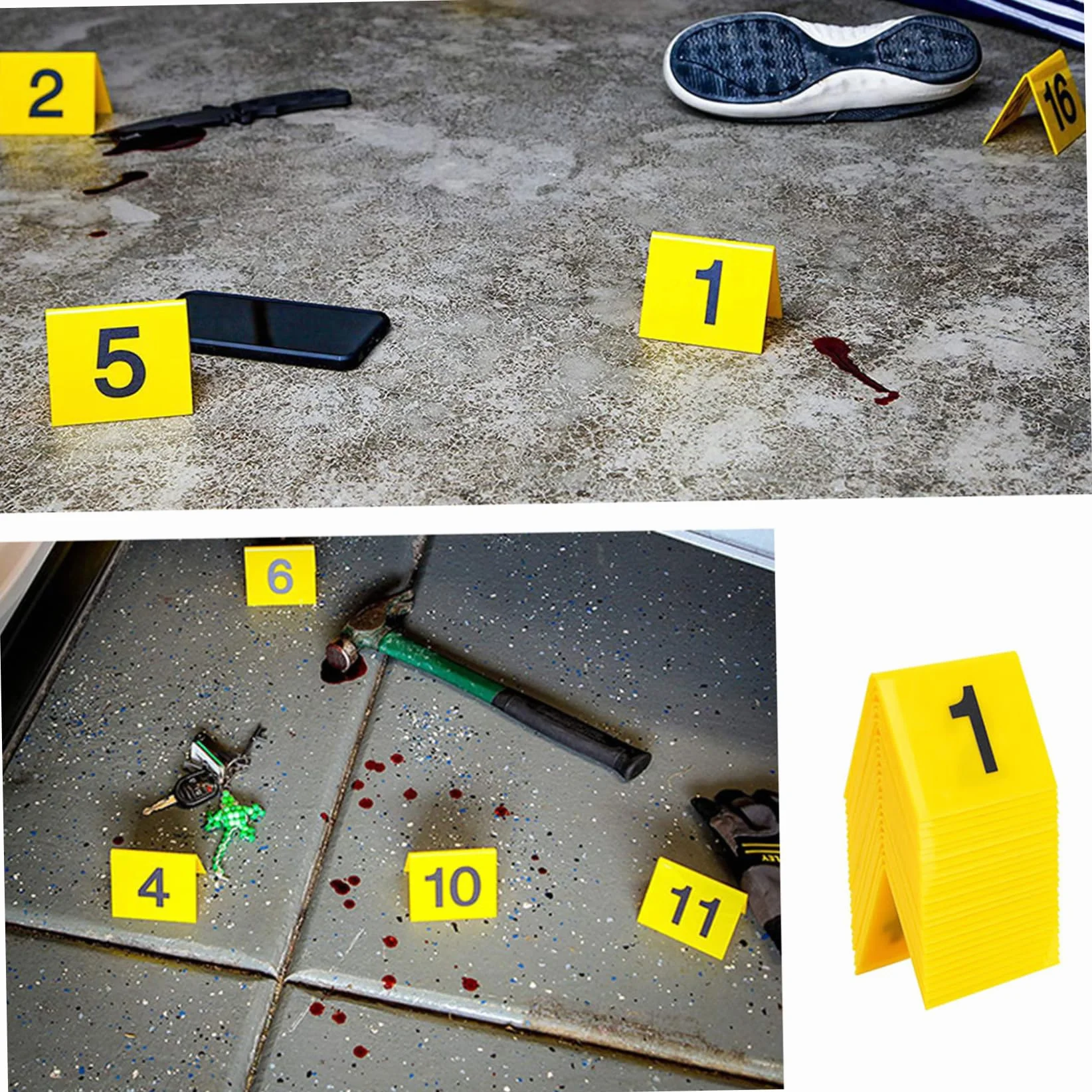 Segnali di Scena del crimine 25pcs 2.95x3.54 Pollici Evidenza Foto Mark Scene Card Decorazioni di Halloween 1-25 Numero, Spy Detective