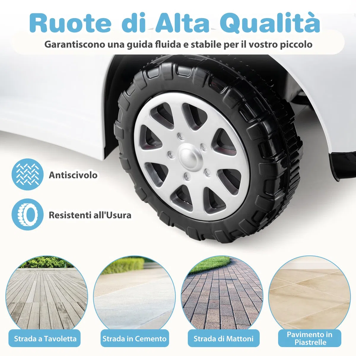 COSTWAY 3 in 1 Auto a Spinta Macchinina da Passeggio per Bambini 1+ Anni Bianco
