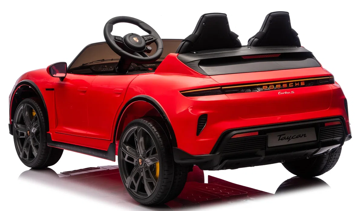 Porsche Taycan TurboS Auto Elettrica per Bambini 24V 2 Posti con Telecomando Luci LED Bluetooth Rosso