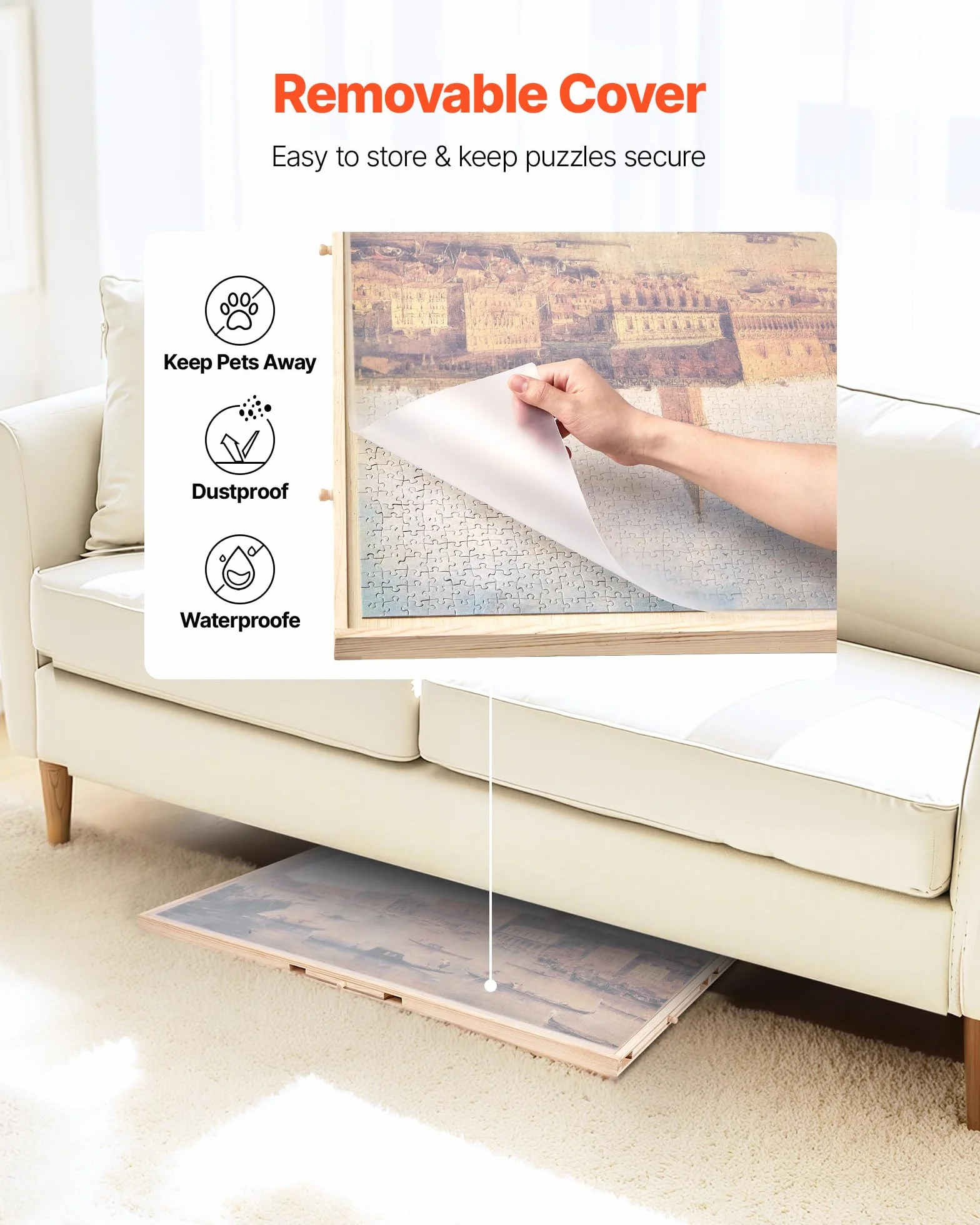 VEVOR Tavolo per Puzzle 1020 x 745 mm da 2000 Pezzi, Set da Tavolo per Puzzle Standard Portatili in Legno con 5 Cassetti e Coperchio, Anello di Base Rotante a 360° per Adulti, Facile da Riporre