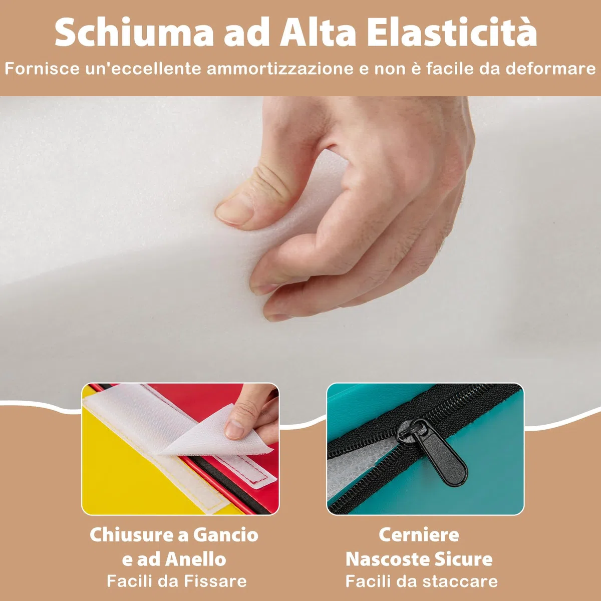 COSTWAY Zestaw 10 Giocattoli da Arrampicata per Bambini, Blocchi in Schiuma Morbidi, Set Attività Gattonare e Scivolare 1-3 Anni (Verde)