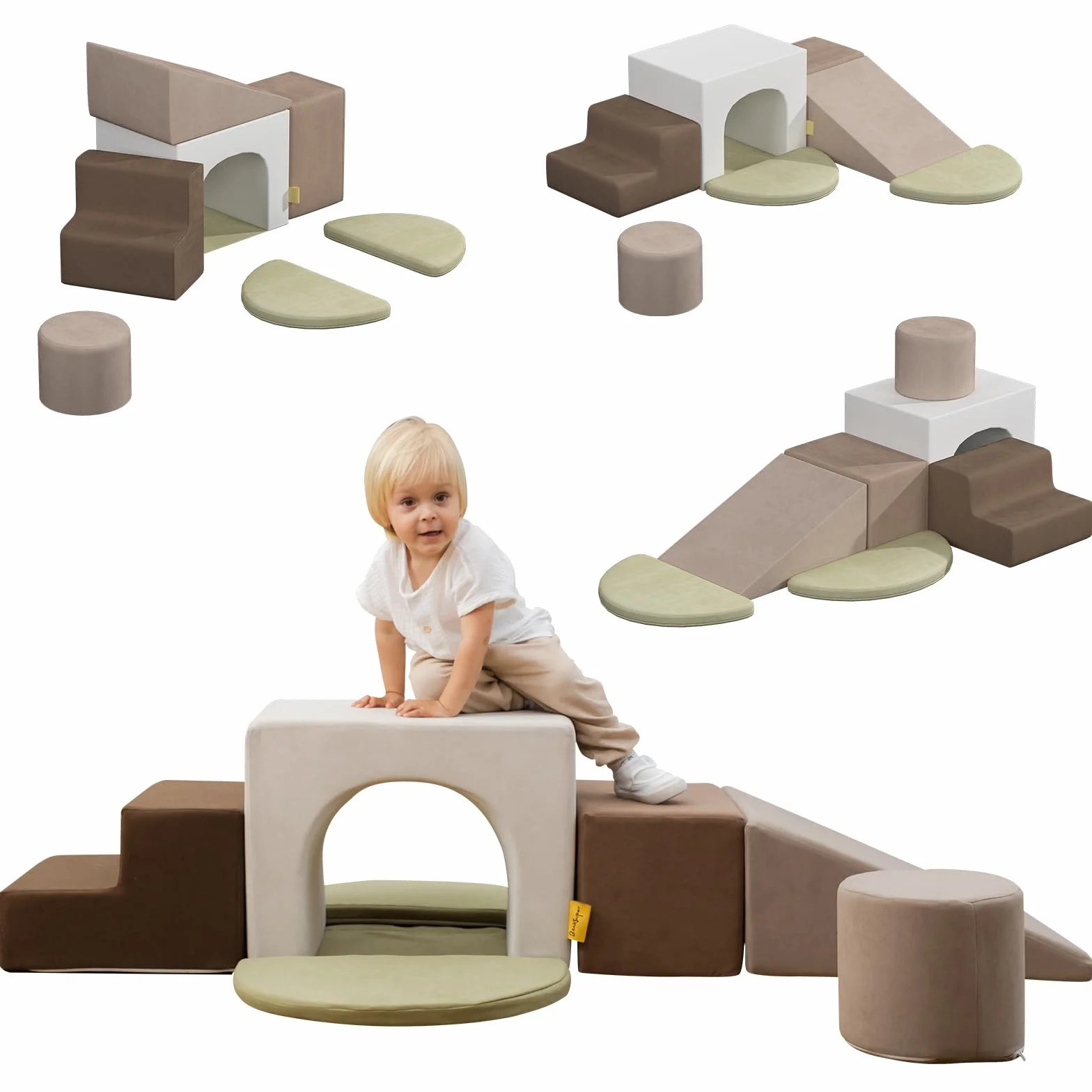 BanaSuper Blocchi di Arrampicata in Schiuma per Bambini, Percorso Ostacoli Psicomotricità Montessori (Grigio)