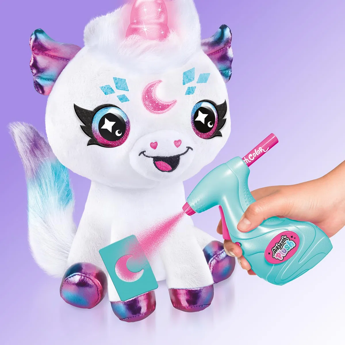 Peluche unicorno cosmico personalizzabile bianco con corno magico