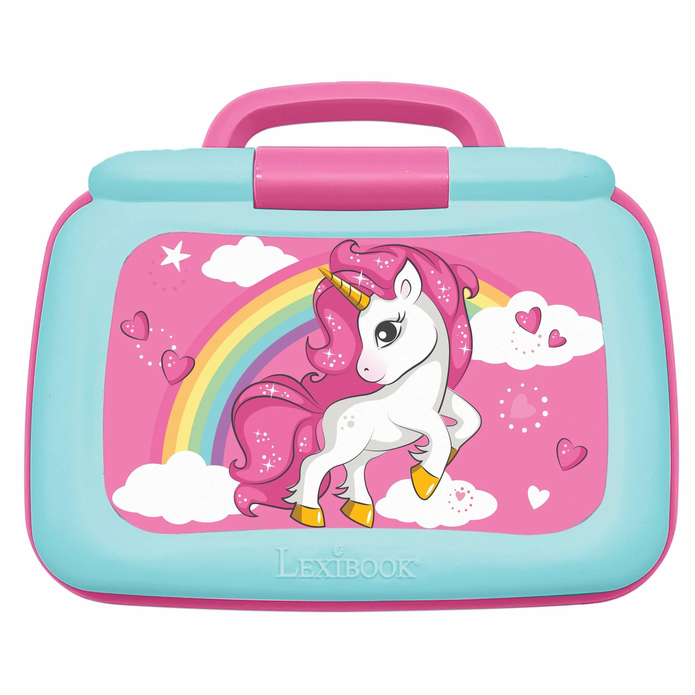 Lexibook, Unicorno, Computer Portatile educativo bilingue Francese/Inglese con 40 attività di Cui Un Nuovo Modo per Imparare a Leggere e contare, JC398UNIi1