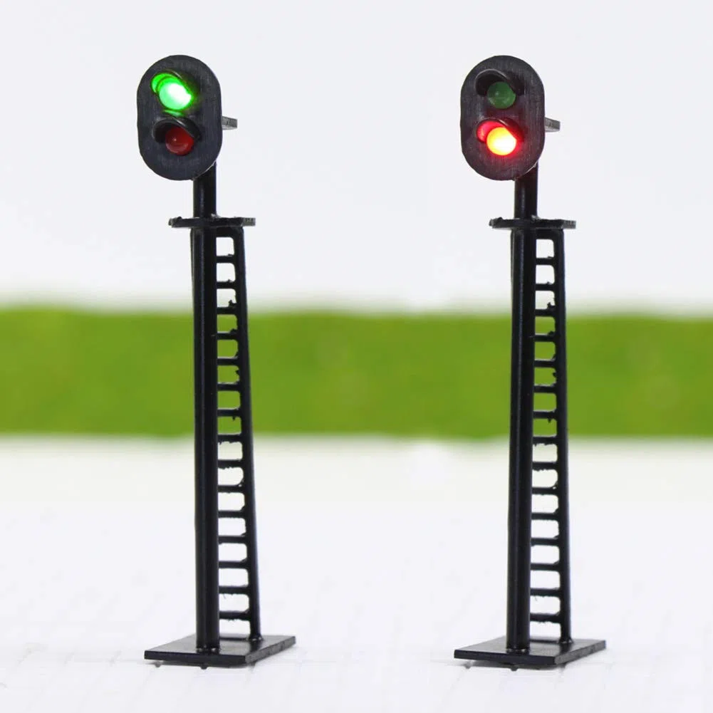 Evemodel Modellino Ferroviario 2-Light Block Segnale Verde/Rosso Ho Scala 64mm 12V LED