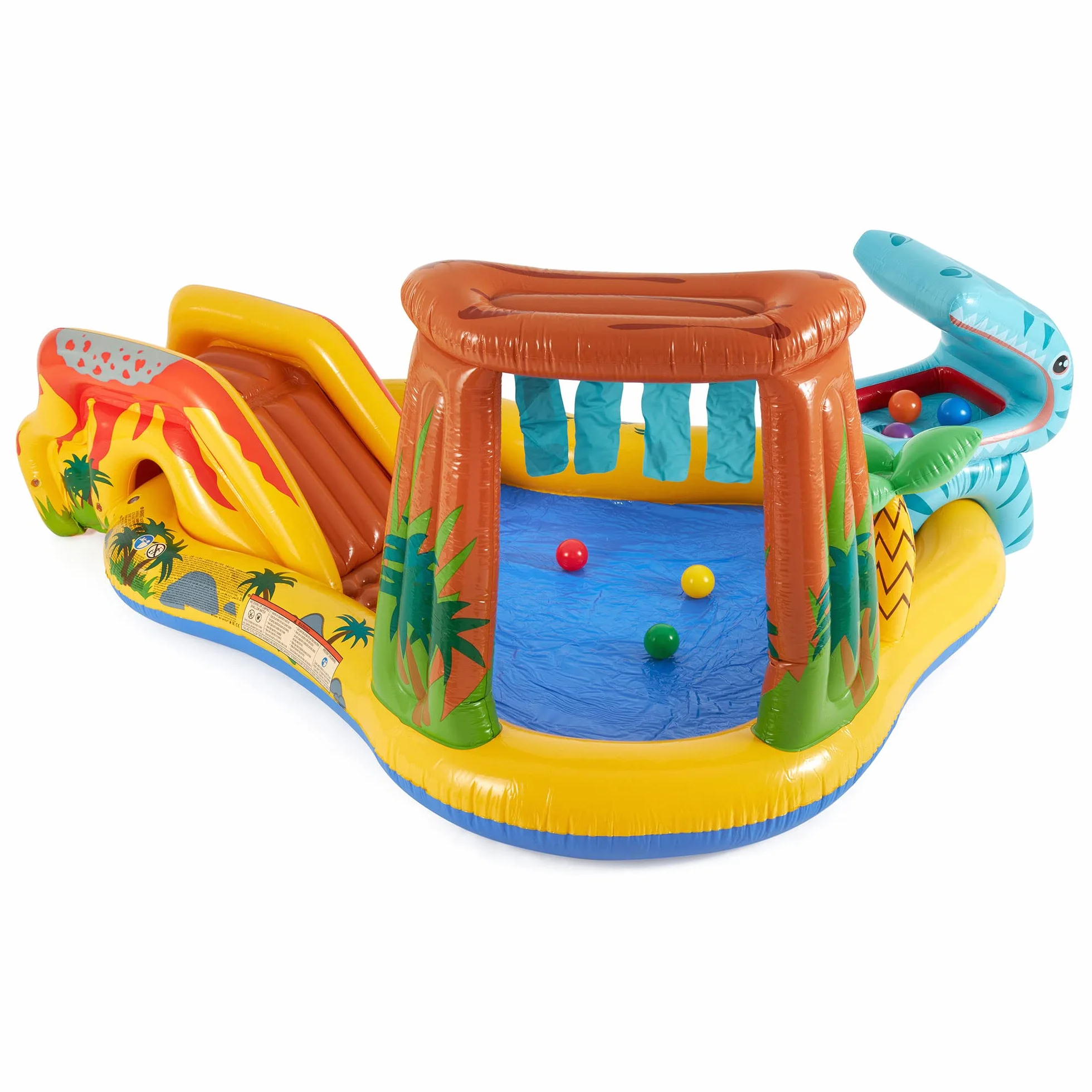 Intex 57444NP - Piscina Gonfiabile Playground Dinosauri, Vinile, Multicolore, 249x191x109 cm