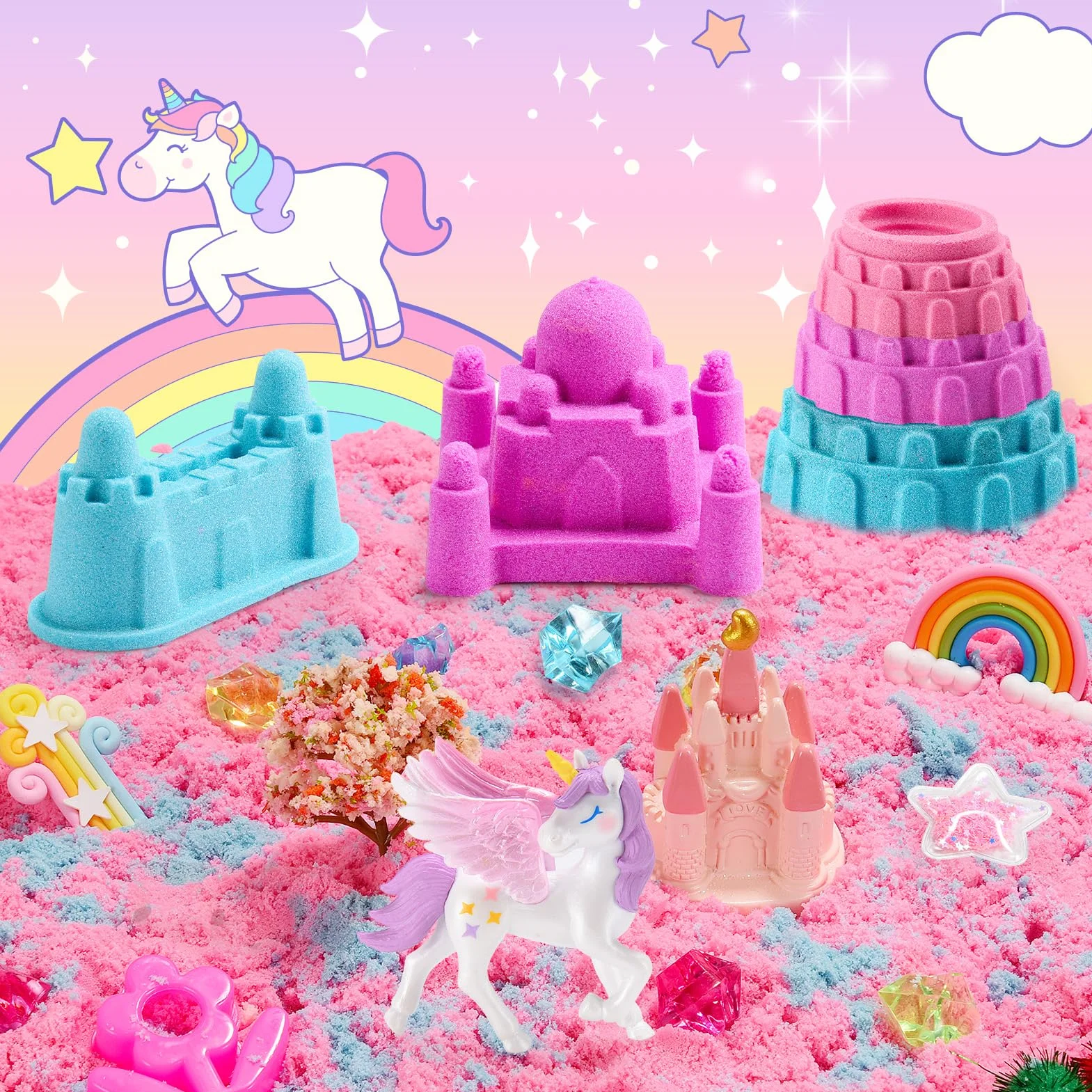 Regalo unicorno per ragazze Magic Sand Toy sabbia da gioco per bambini 3-10 anni