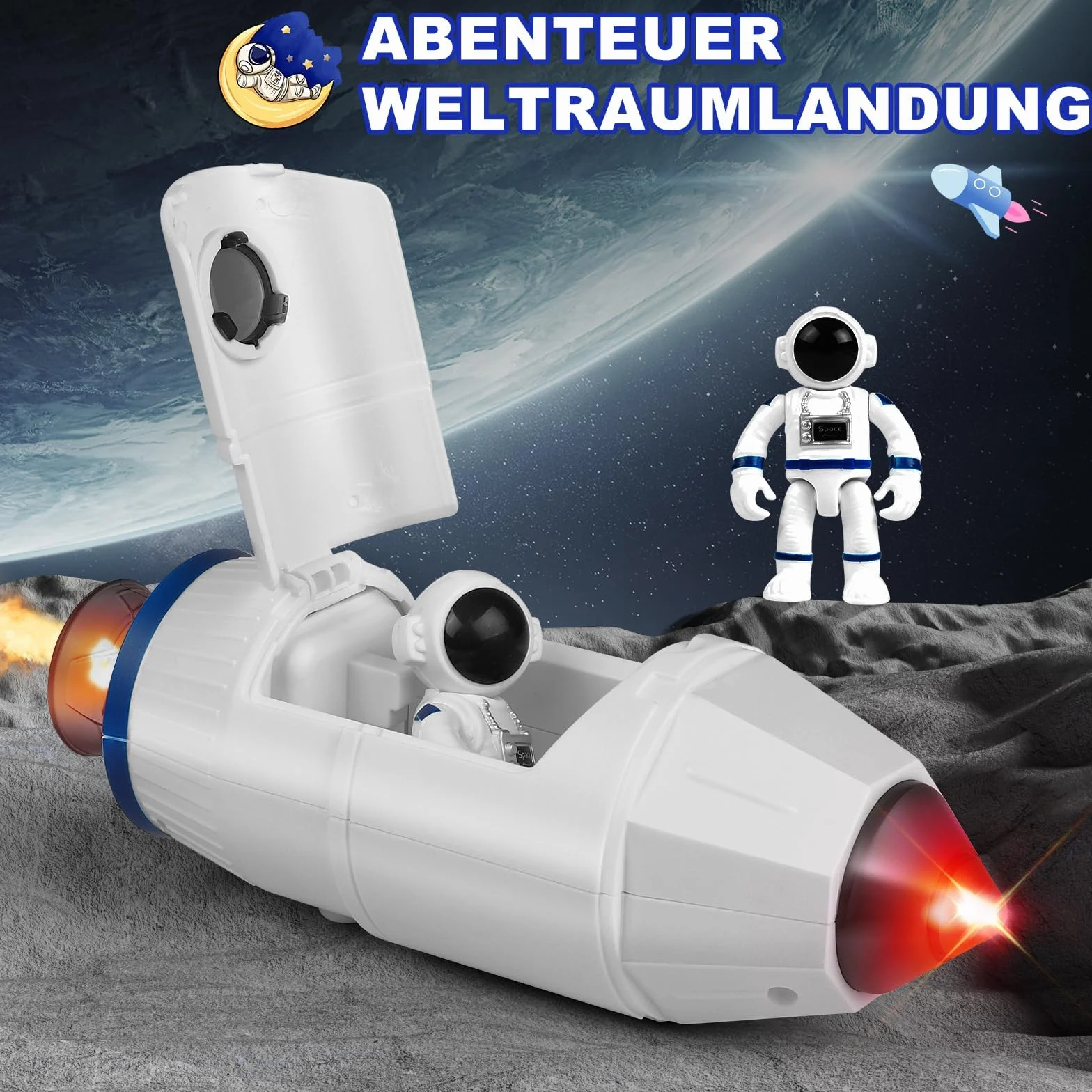 Giocattolo razzo spaziale per bambini, giocattolo navetta spaziale per bambini di 3, 4, 5, 6, 7, 8 anni, regalo giocattolo razzo spaziale per ragazzi e ragazze