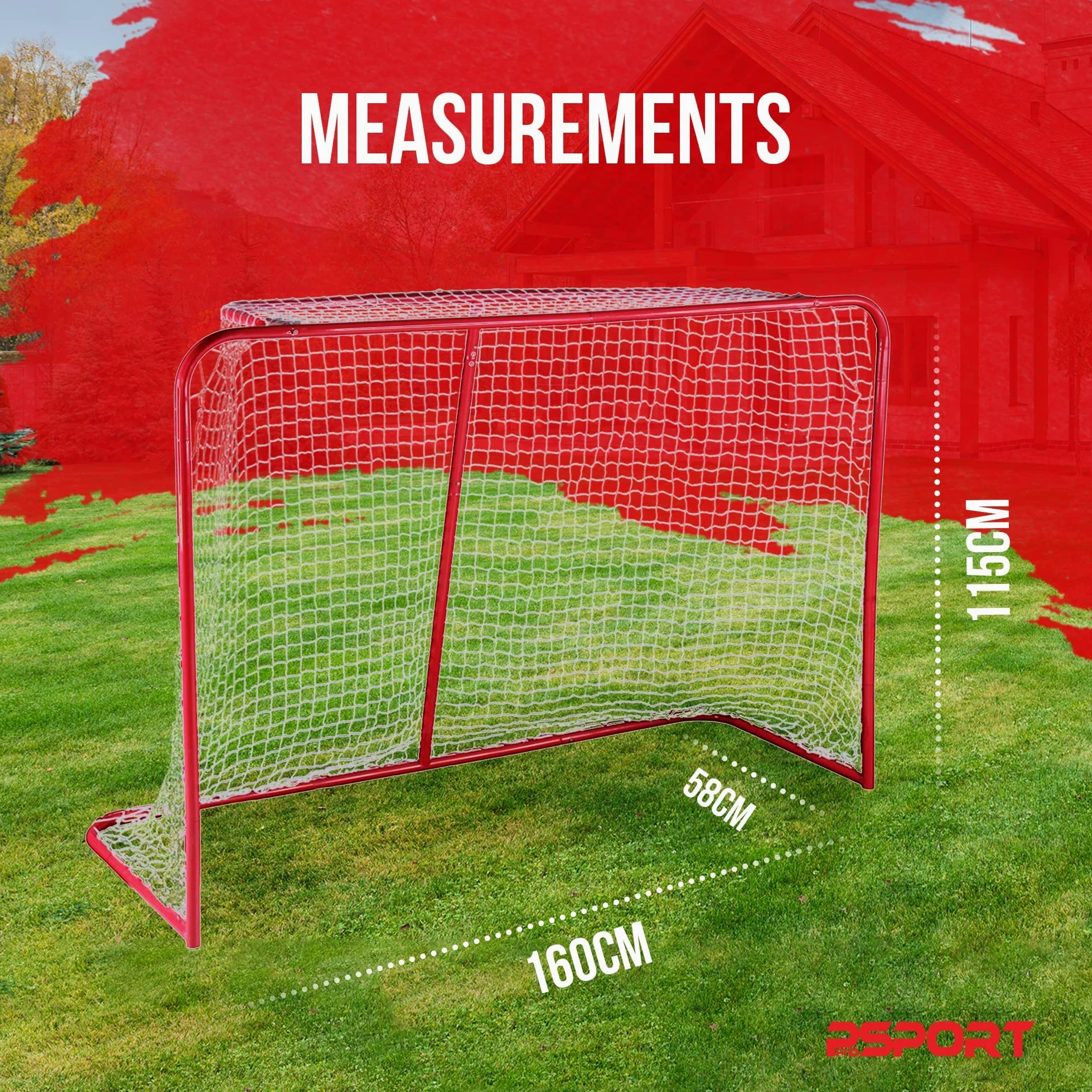 Nordic ProStore Prosport Porta da Street Hockey 160 x 115 x 58 cm Rosso - Adatta anche per Hockey Ghiaccio, Floorball e Giochi da Giardino – Porta per Bambini 14+ anni e Adulti