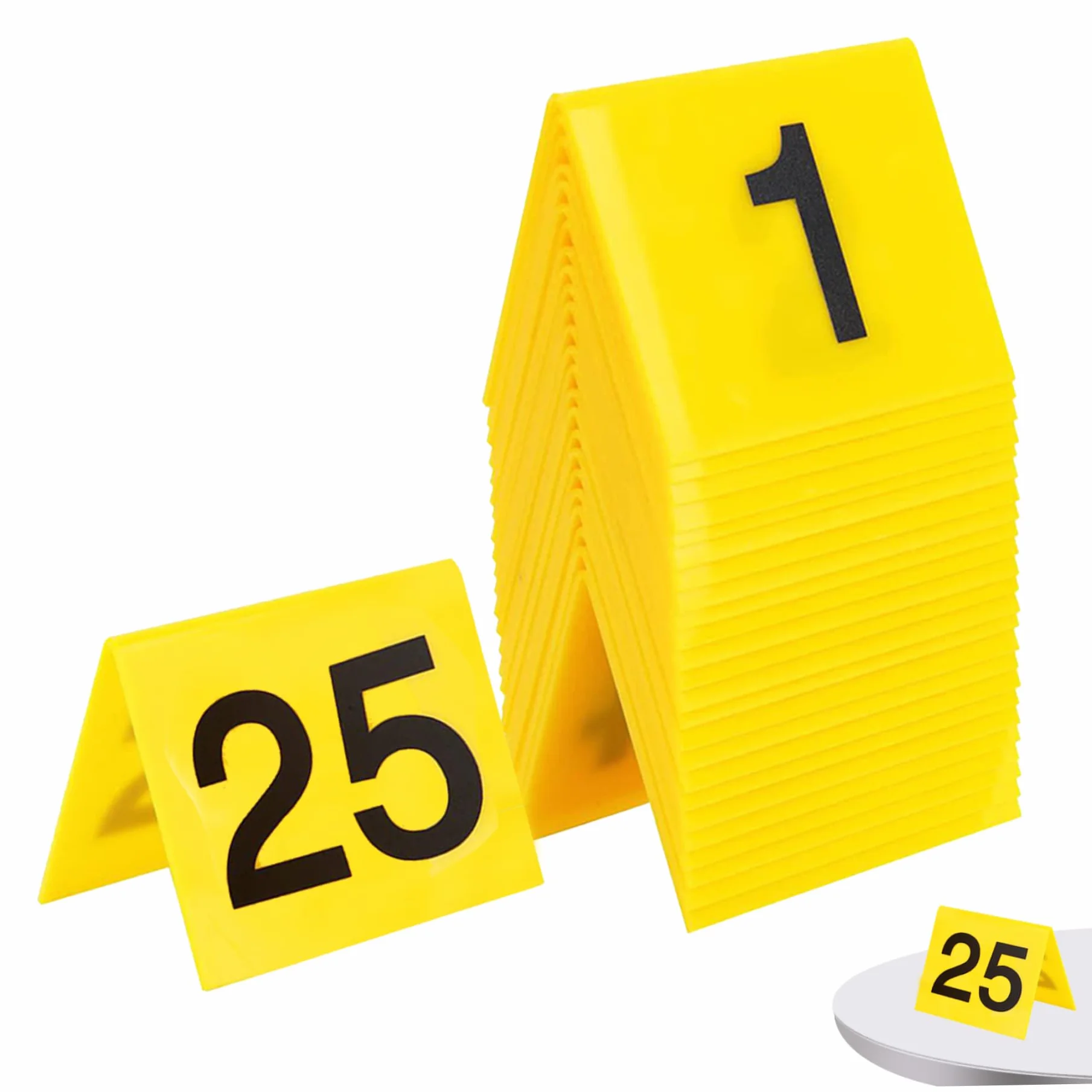 Segnali di Scena del crimine 25pcs 2.95x3.54 Pollici Evidenza Foto Mark Scene Card Decorazioni di Halloween 1-25 Numero, Spy Detective