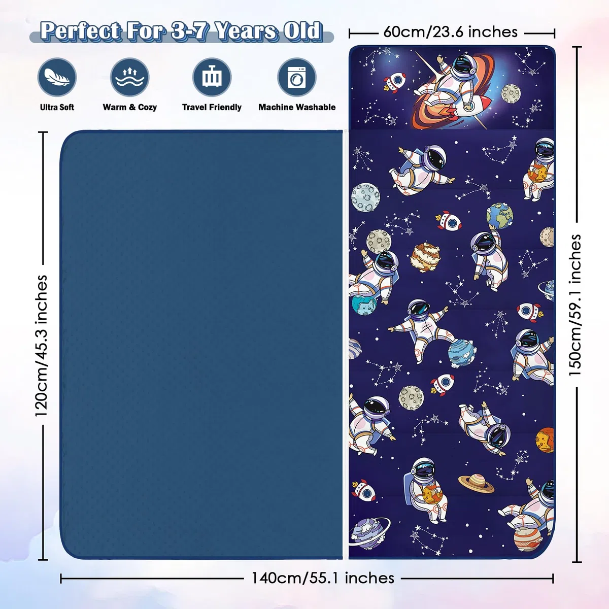 Sacco a Pelo Morbido, Nap Mat Caldo per Bambini, Tappi per le Orecchie e Coperte per Bambini, Ragazze, Ragazzi, Campeggi, Unicorno