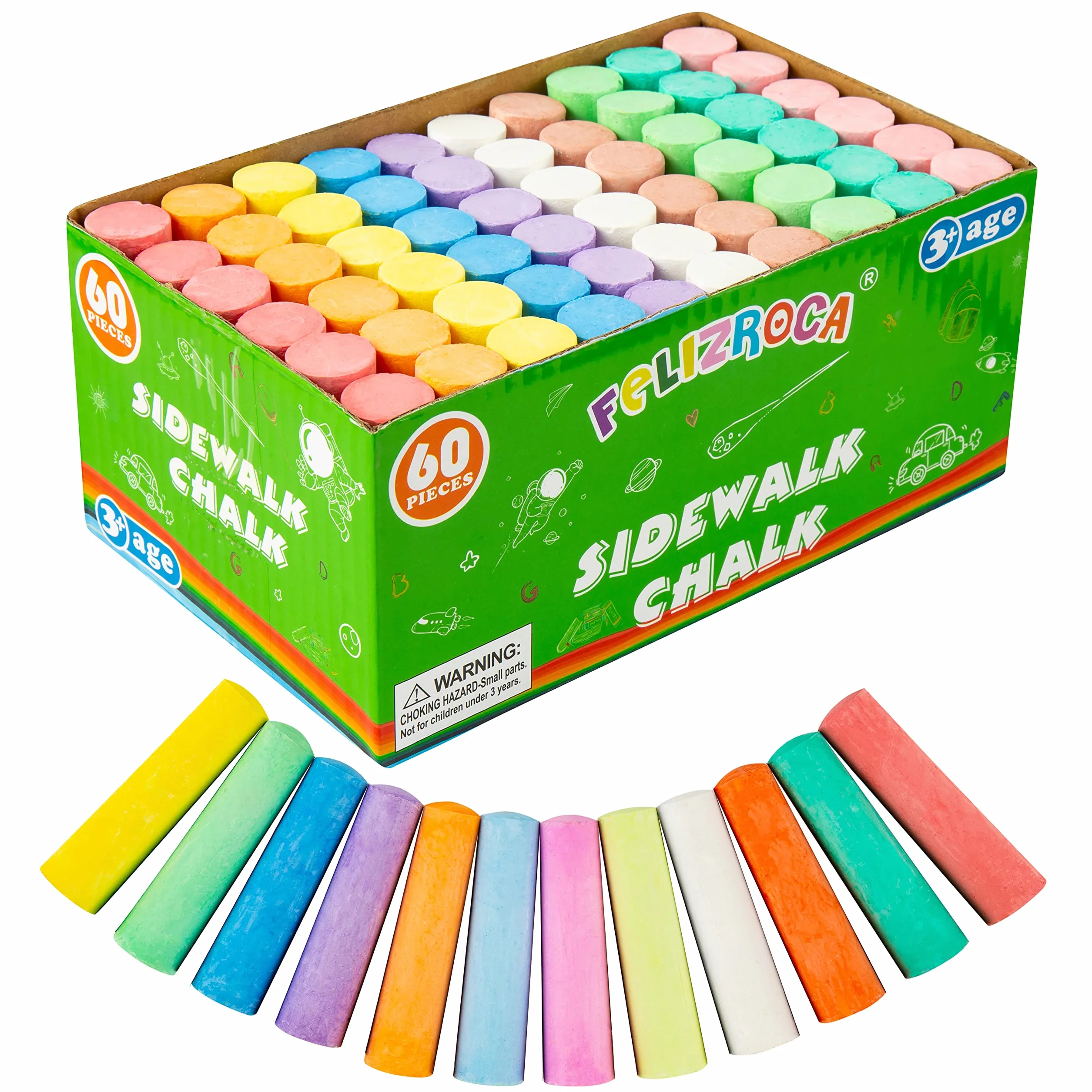 Gessetti Colorati Jumbo 60 PZ Giochi Esterno Bambini