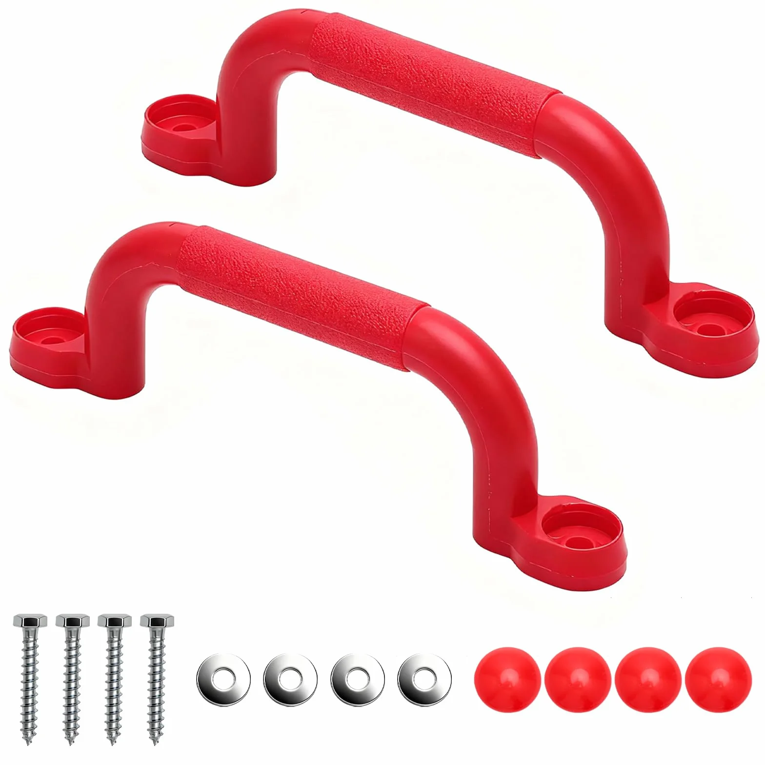 VOSSOT 2 Maniglie per Torre Giochi, Maniglie di Sicurezza in Plastica, Robuste per Bambini da Interno Ed Esterno per Casette da Gioco, Alberi, Strutture per Arrampicata (Rosso)