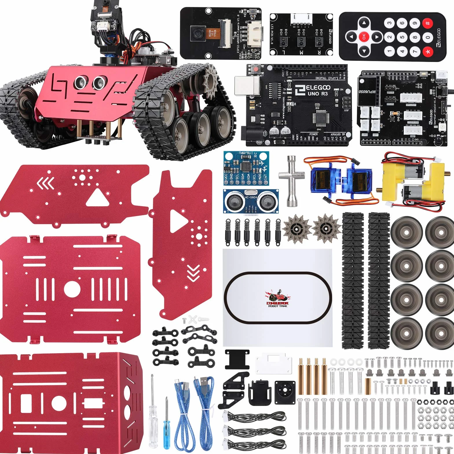 ELEGOO Robot Bambini Carro Armato Robotico Kit Programmabile Compatibile con Arduino, Robot Giocattolo Intelligente per Bambini 8+, Tracciamento Lineare, Modalità FPV, Kit Costruzione Educativo STEM