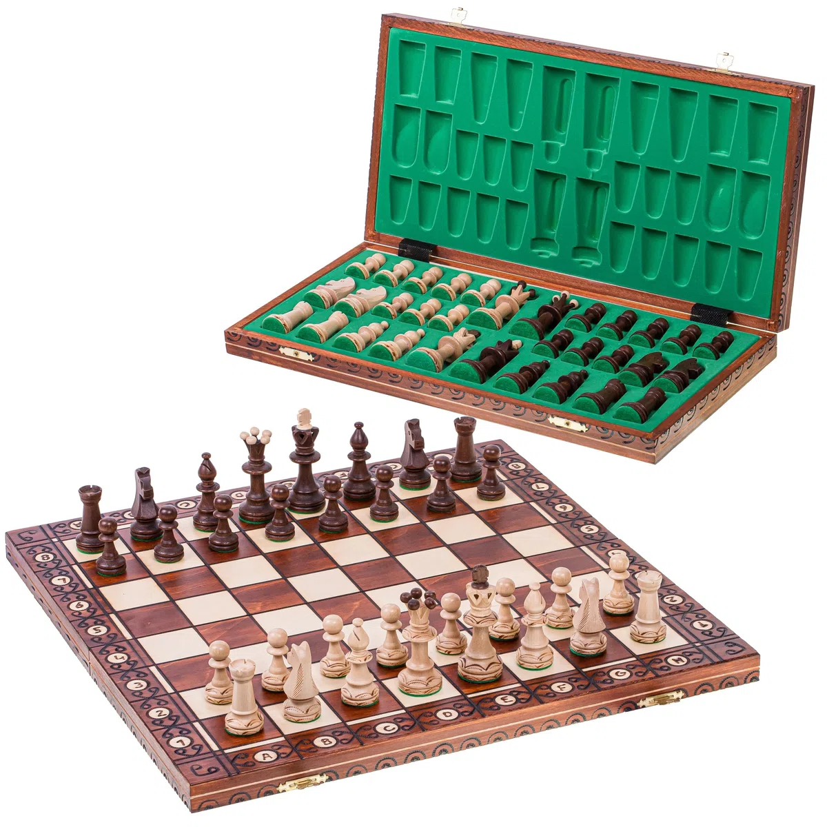 Scacchi in Legno SENATORE 41x41 cm Scacchiera Pezzi Appesantiti