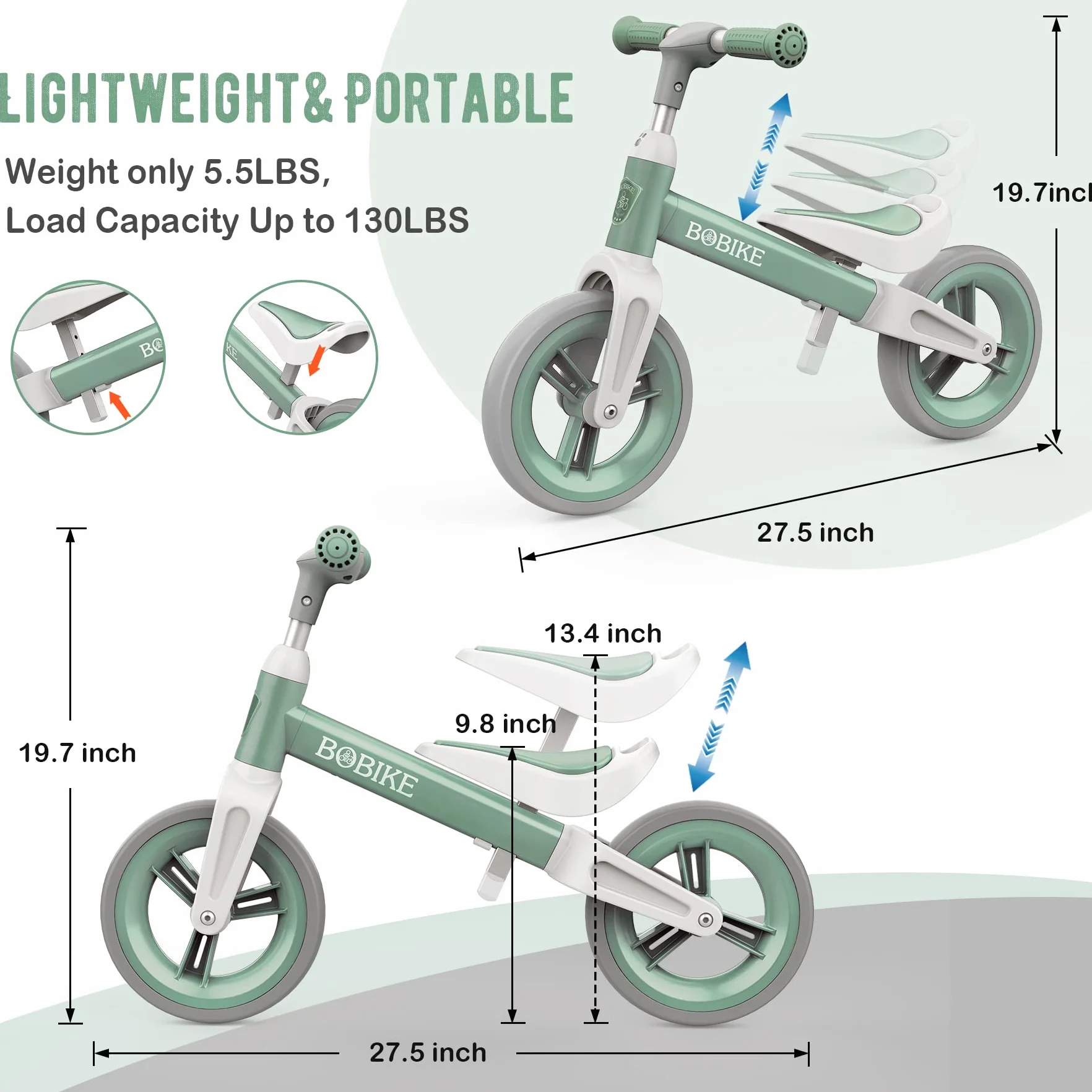 VITONIS Bicicletta Bambini Senza Pedali per 1,5-4 Anni Fino a 25 Kg, volante e sellino Regolabili in Altezza， Monopattino ultraleggero per bambini, adatto sia ai maschietti che alle femminucce