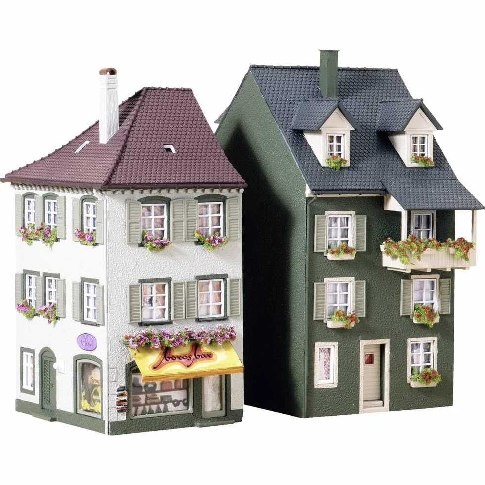 FALLER 2 case di città modellino con 207 pezzi 75 x 112 x 145 mm, 68 x 91 x 134 mm, accessori ferroviari H0 I Modelleisenbahn H0