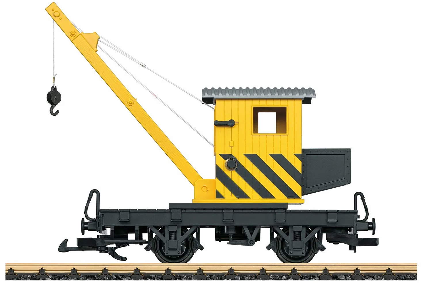 LGB – 40043 Carrello Gru – Gru Girevole con Gancio – Accessori di Ricarica Funzionali – Modello Dettagliato – Adatto per Esterni – a Partire dai 15 Anni – Traccia G – Scala 1:22,5