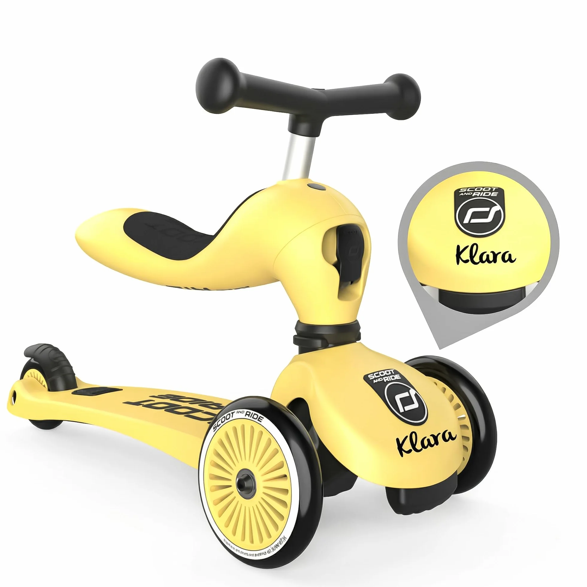 Personalizzato Scoot and Ride Highwaykick 1 Limone – 2-in-1 con seduta & regolabile in altezza – per bambini da 1 a 5 anni