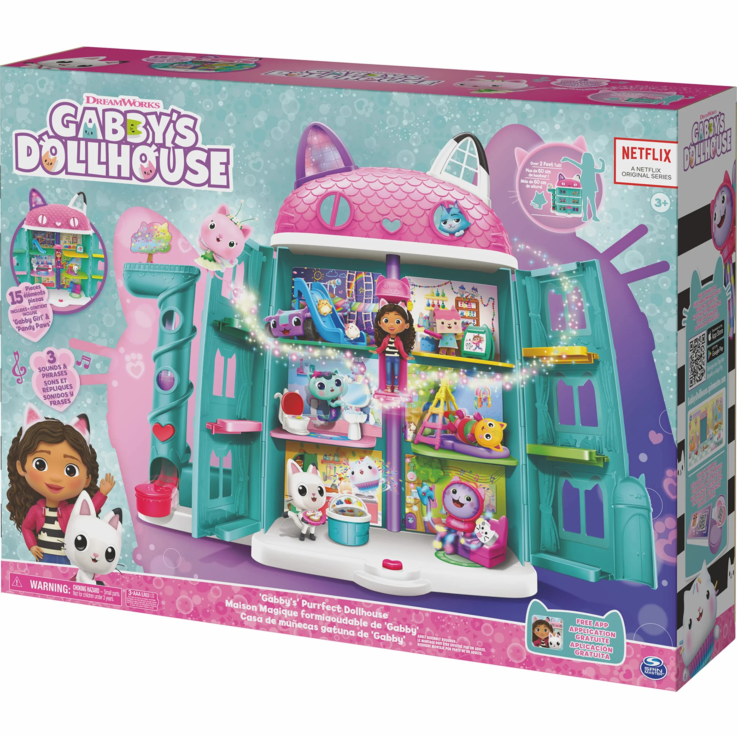 Gabby's Dollhouse, Playset casa delle bambole di Gabby, set con luci e suoni, giochi per bambini dai 3 anni in su