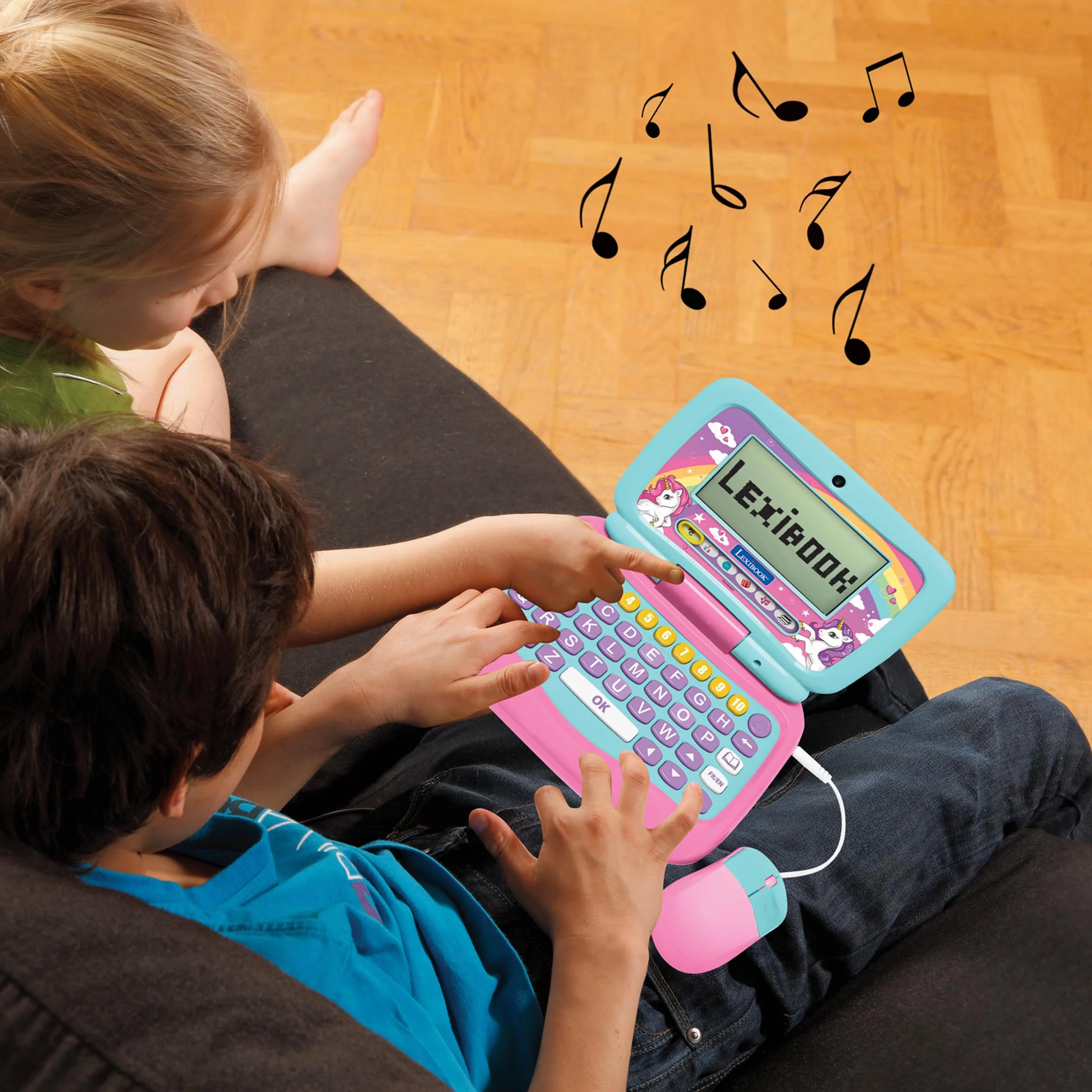 Lexibook, Unicorno, Computer Portatile educativo bilingue Francese/Inglese con 40 attività di Cui Un Nuovo Modo per Imparare a Leggere e contare, JC398UNIi1