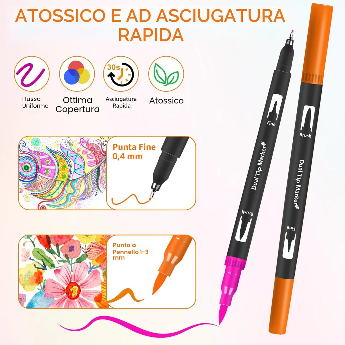 Lyuvie 158 Colori Pennarelli Punta Fine-Set Pennarelli Doppia Punta Brush Pen Lettering con custodia Nera,Pennarelli Acquerellabili per Adulti Bambini Disegni Colorare Lettere Pasqua Natale