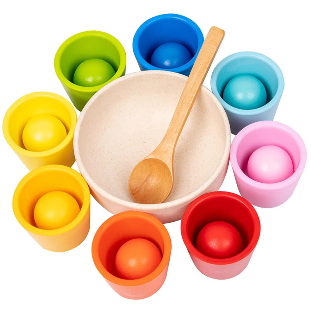 Giocattoli Montessori in Legno 8 Palline Colore Smistamento Conteggio Apprendimento Educativo Gioco Abbinamento