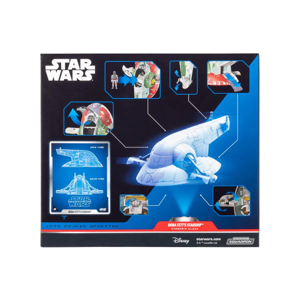 Jazwares Star Wars Micro Galaxy Squadron Boba Fett's Starship (Ep 5) - Veicolo da 7 pollici con espositore di volo e tre accessori per micro figure da 2,5 cm