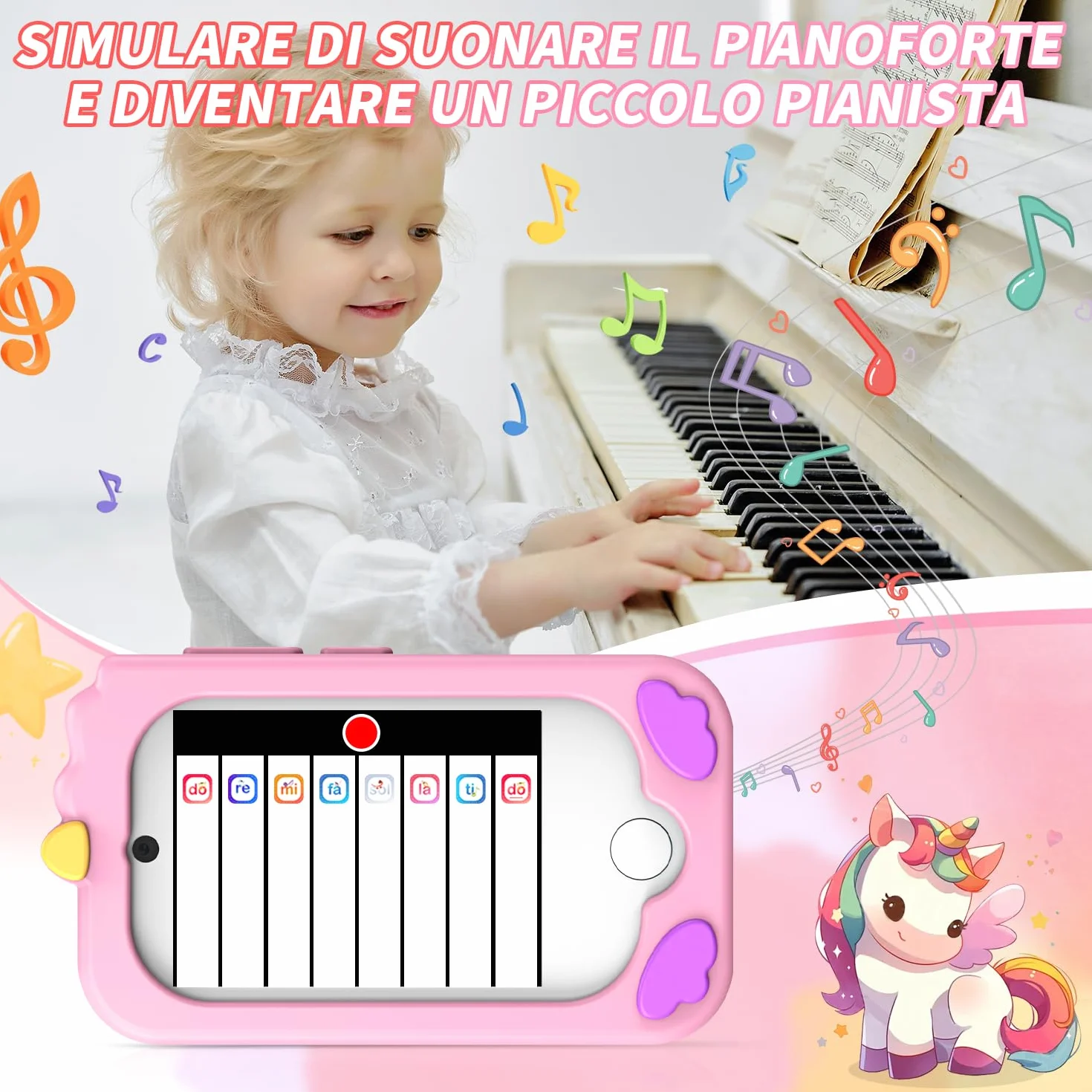 CHAKEYAKE Telefono per Bambini, Macchina Fotografica Bambini con 2,8" Tattile, Doppio Kamera, Lettore MP3, Scheda SD 32 GB, Regali di Natale e Compleanno per 3 4 5 6 7 8 9 10 Anni (Rosa)