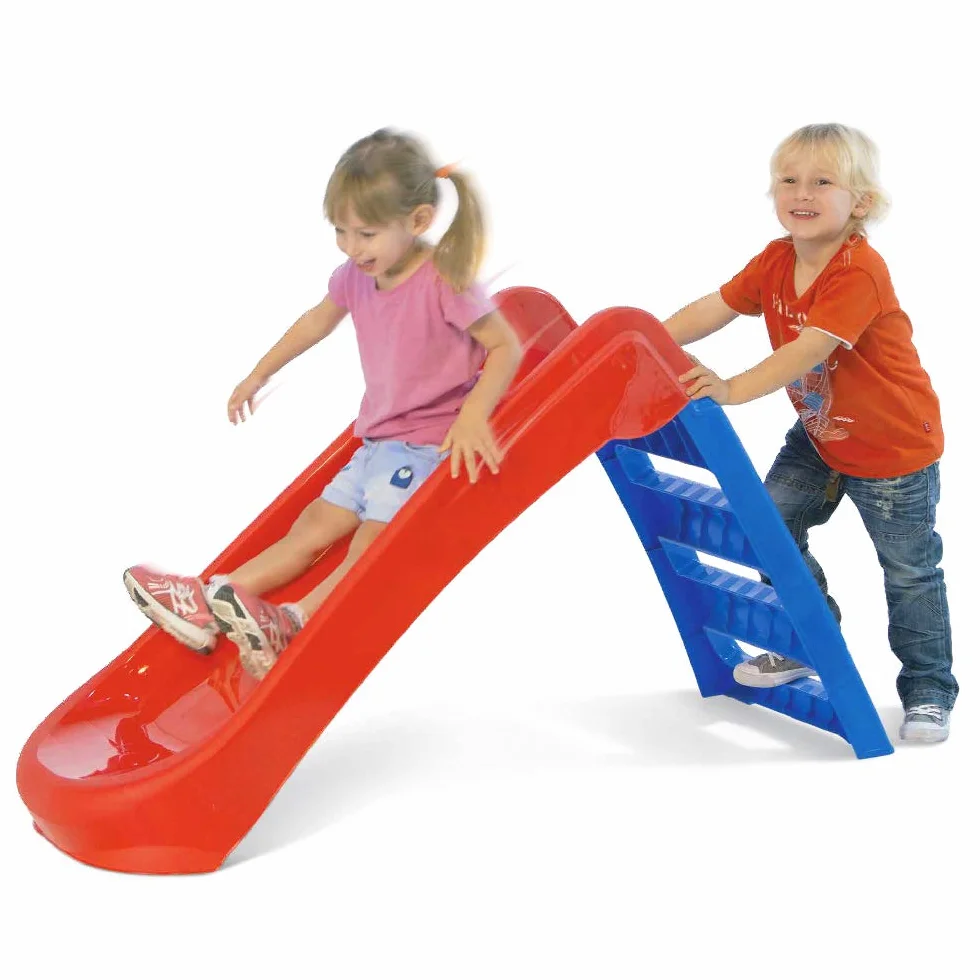 Sport1 scivolo per bambini 3 gradini pieghevole salvaspazio. Scivolo da giardino per bambini 1-4 anni super resistente. Scivolo per bambini da casa in plastica 130x47x72cm. Rosso/Blu. Max 30kg
