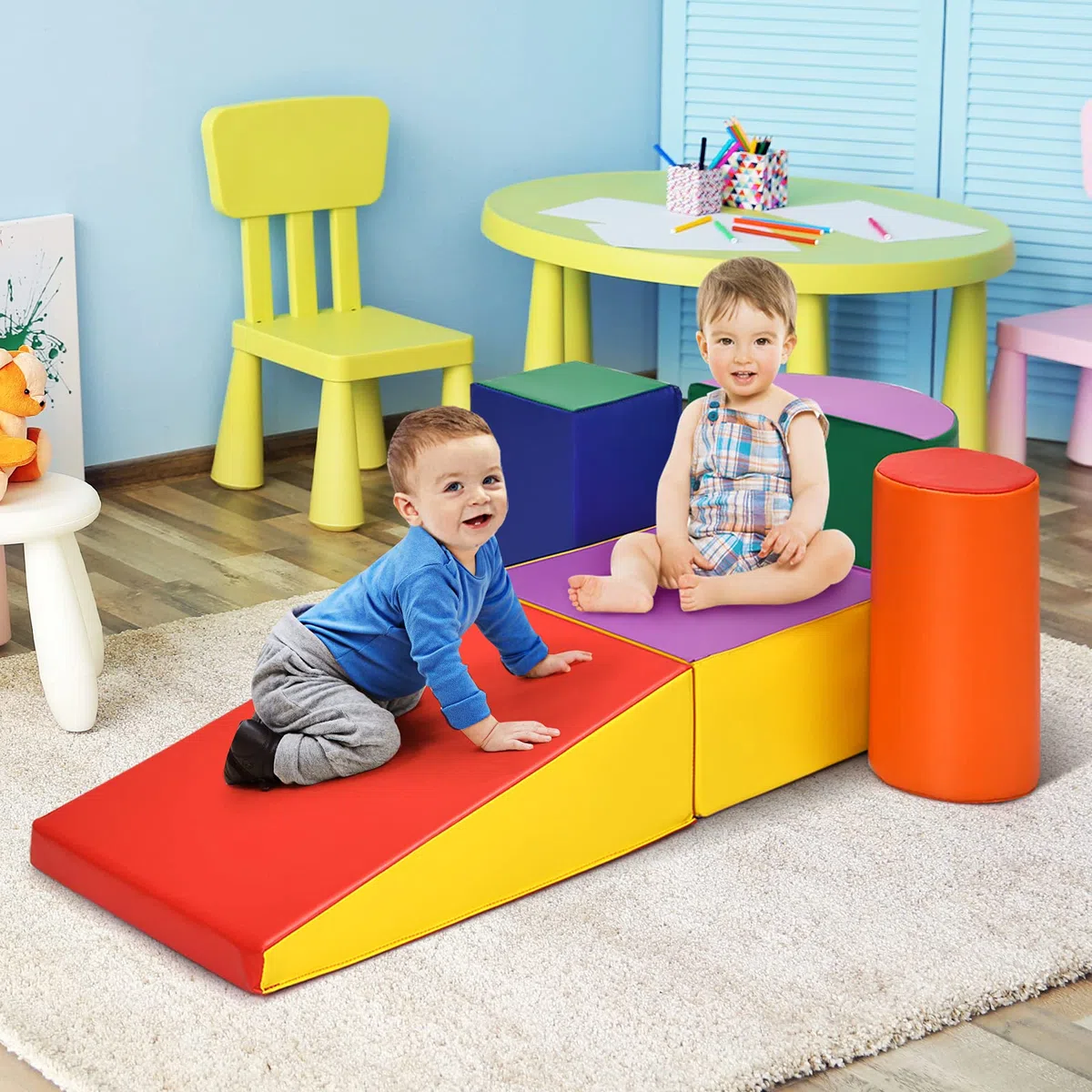 RELAX4LIFE Set da Gioco con Blocchi in Schiuma per Arrampicarsi e Gattonare, Giocattoli Educativi per Bimbi