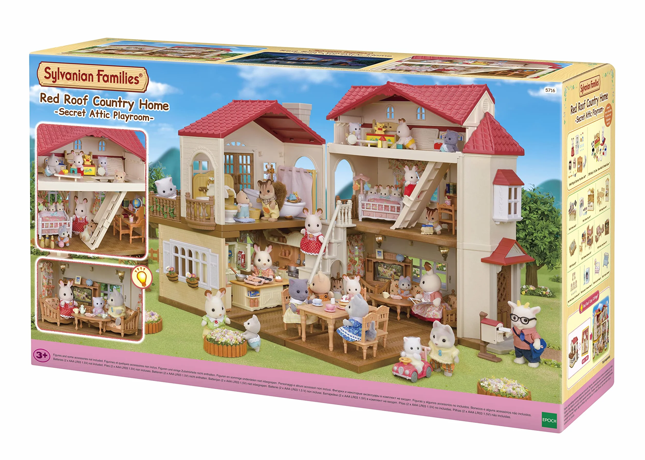 Sylvanian Families - Casa Grande con Luce, Attico Segreto e Spazi Modulari – Playset Dettagliato per Bambini – Modello 5716