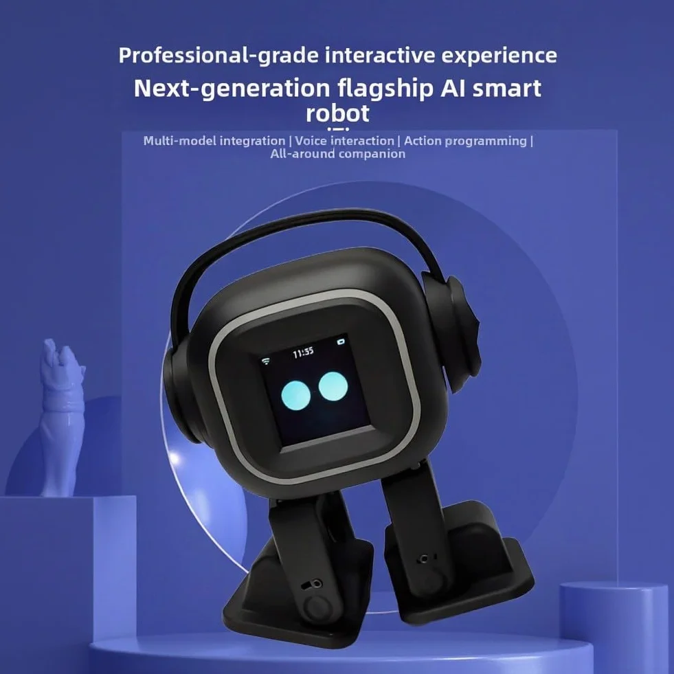 Chatbot AI per COMPANION Robot con interazione emotiva, intrattenimento canto e ballo, controllo vocale, espressione (nero)